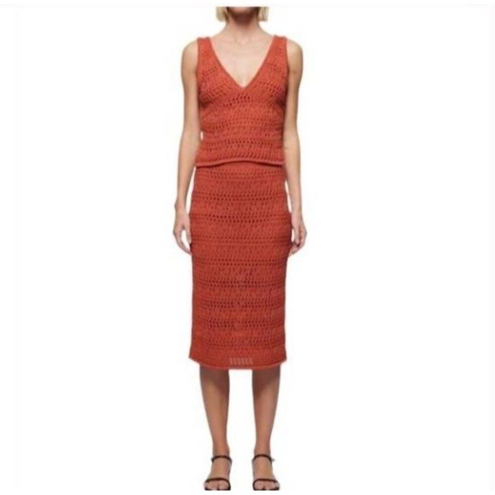 Women's Nation LTD‎ 2 Pc. Adriana Crochet Tank Top XS & Skirt S Ginger